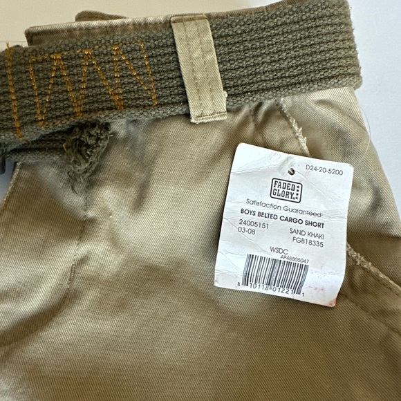 NEW BOY'S "FADED GLORY" BELTED" SOLID CARGO" SHORTS w/ WAISTBAND ADJUSTMENT - Picture 6 of 6